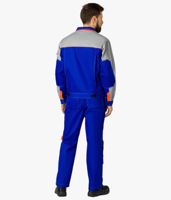 Костюм Союз-Профессионал-2 (тк. Балтекс, 240 гр/м2) полукомбинезон, васильковый, светло-серый, оранжевый