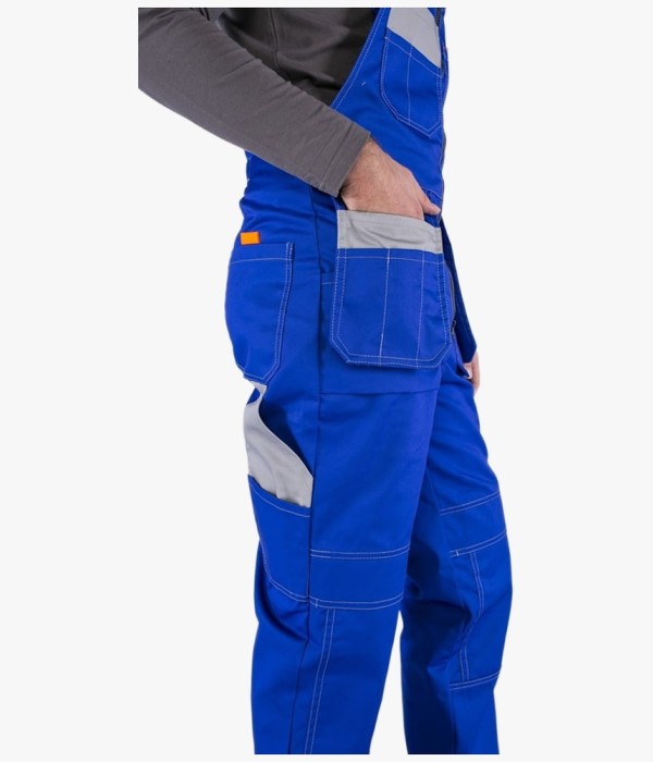 Костюм Союз-Профессионал-2 (тк. Балтекс, 240 гр/м2) полукомбинезон, васильковый, светло-серый, оранжевый
