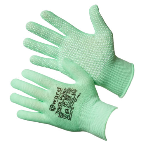 Gward Touch Point 9, 10 (Гвард Тоуч Поинт 9, 10) перчатки чёрные нейлоновые с ПВХ микроточкой