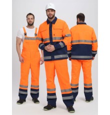 Костюм для дорожника (тк.Смесовая,210) п/к, оранжевый/т.синий