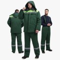 Костюм зимний мужской на пуговицах Квайл-1 СОП (тк.Смесовая,210) брюки, тёмно-зелёный, лимонный