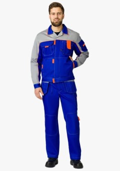 Костюм Союз-Профессионал-2 (тк. Балтекс, 240 гр/м2) полукомбинезон, васильковый, светло-серый, оранжевый