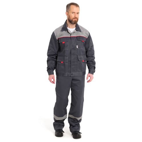 Костюм рабочий мужской Рассо Нова, куртка, брюки, цвет тёмно-серый с светло-серым