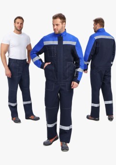 Костюм мужской Бриготек-1 СОП (тк.Смесовая,260) брюки, тёмно-синий, васильковый