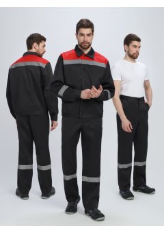 Костюм Лигор-1 СОП У. (тк.Смесовая,210) брюки, черный/красный