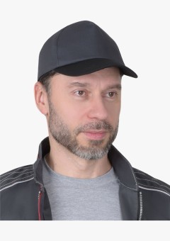 Кепка-бейсболка тёмно-серая с чёрным козырьком