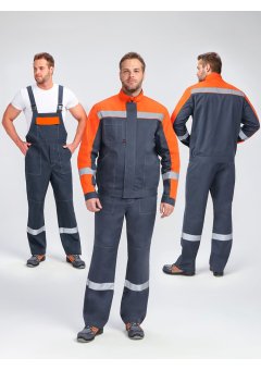 Костюм Бриготек-2 СОП (тк.Смесовая,260) п/к, т.серый/оранжевый