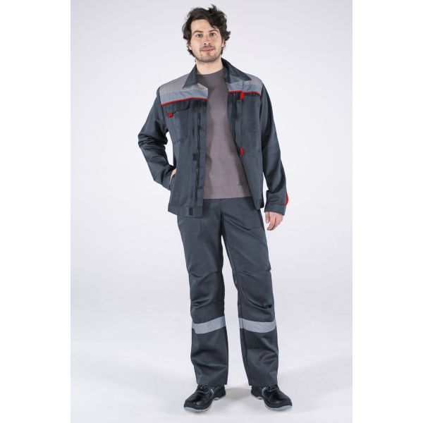 Костюм Фаворит-1 СОП, ткань Смесовая, 210 г/м2, куртка, брюки, цвет тёмно-серый, серый