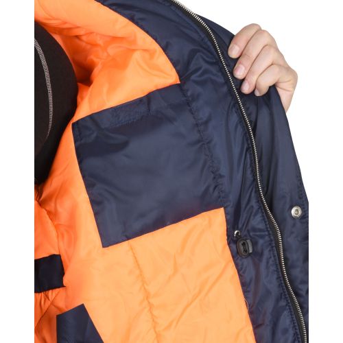 Куртка мужская "Сириус-Аляска" синяя, капюшон с опушкой из натурального меха