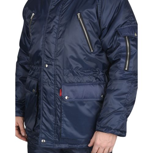 Куртка мужская "Сириус-Аляска" синяя, капюшон с опушкой из натурального меха