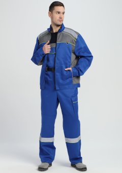 Костюм Практичный-2 СОП (тк.Смесовая,210) п/к, васильковый/серый