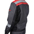 Костюм СИРИУС-ВИВАТ куртка, п/к, темно-серый с черным, красным и СОП, 245 г/м², 65% ПЭ, 35% ХБ