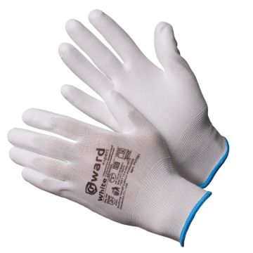 Gward Astra PU-W (Гвард Астра ПУ-В) перчатки из полиэстера белого цвета с белым полиуретановым обливом