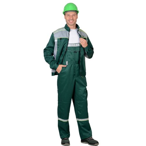 Костюм мужской "Сириус-Практик-1" летний, куртка, полукомбинезон, цвет зелёный со светло-серым