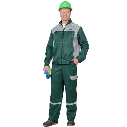 Костюм мужской "Сириус-Практик-1" летний, куртка, полукомбинезон, цвет зелёный со светло-серым