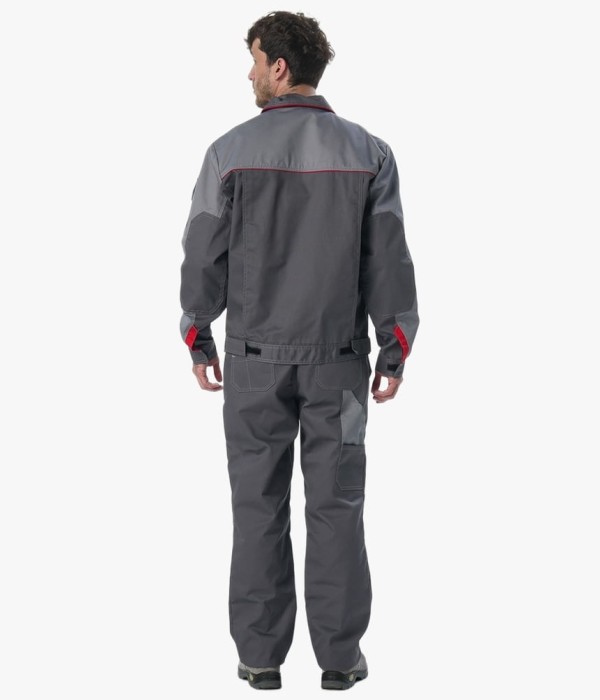 Костюм Союз-Профессионал-1 (тк. Балтекс, 240 гр/м2) брюки, тёмно-серый, светло-серый, красный