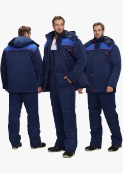 Костюм зимний мужской Флофт-2 (тк.Смесовая,210) полукомбинезон, тёмно-синий, васильковый