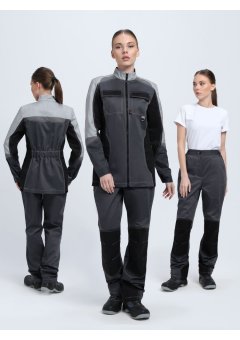 Костюм женский Вектрон-1 (тк.Смесовая,240) брюки, т.серый/св.серый/черный