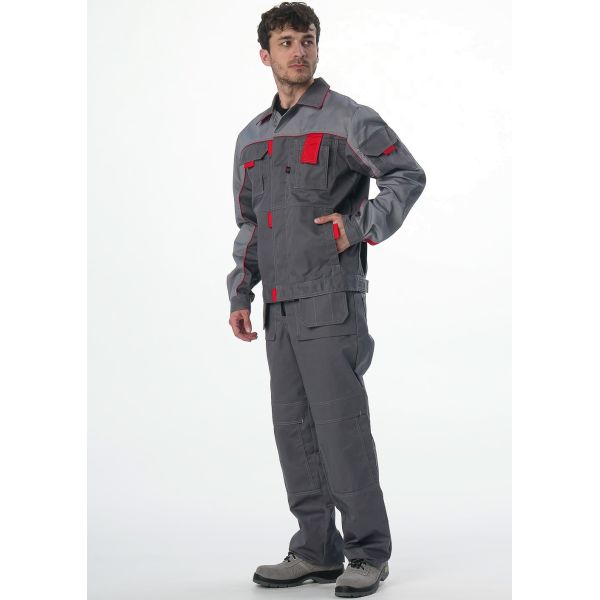 Костюм Союз-Профессионал-1 CH, ткань Смесовая, 240 г/м2, брюки, цвет тёмно-серый, светло-серый, красный