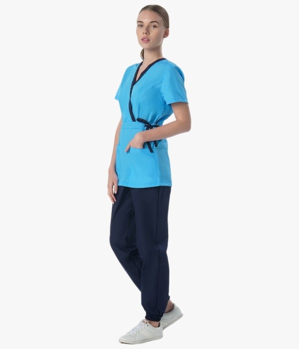Костюм женский Симпл-001 (тк.Смесовая,120) MedLine, тёмно-синий, голубой