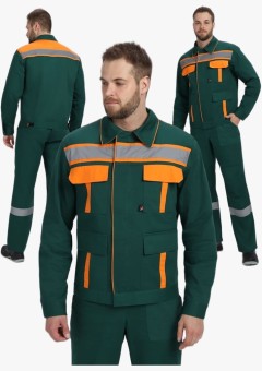 Костюм мужской Итрорис-1 СОП (тк.Саржа,250) брюки, тёмно-зелёный, оранжевый