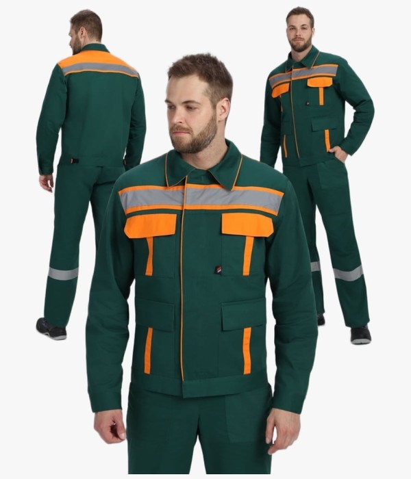 Костюм мужской Итрорис-1 СОП (тк.Саржа,250) брюки, тёмно-зелёный, оранжевый