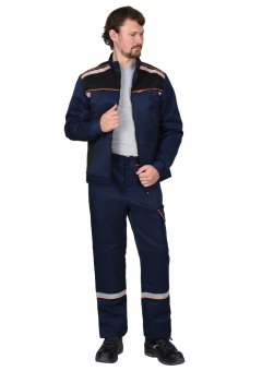 Костюм СИРИУС-ПРАКТИК куртка, брюки, темно-синий с черным и СОП, 240 г/м2, 80%ПЭ, 20%ХБ