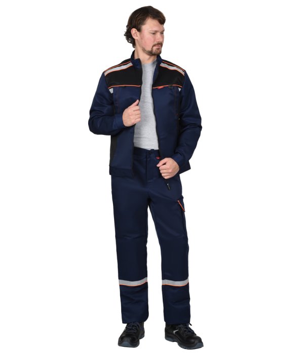 Костюм СИРИУС-ПРАКТИК куртка, брюки, темно-синий с черным и СОП, 240 г/м2, 80%ПЭ, 20%ХБ