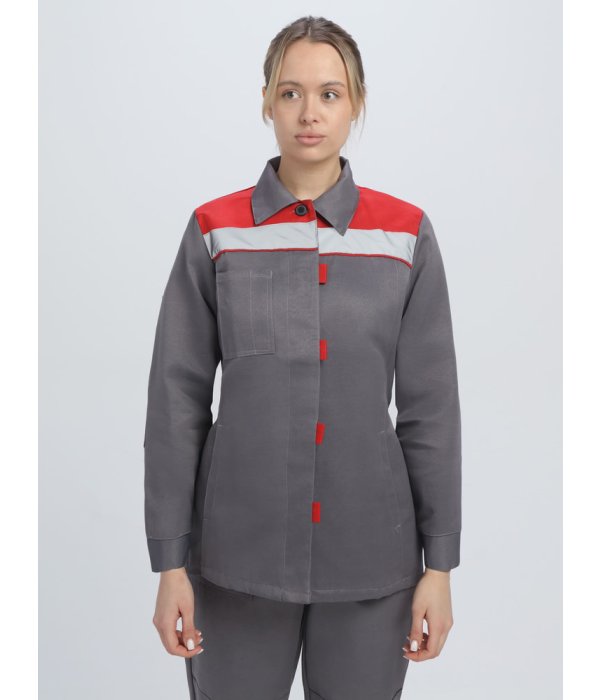 Костюм женский Веснис-1 СОП (тк.Смесовая,210) брюки, т.серый/красный