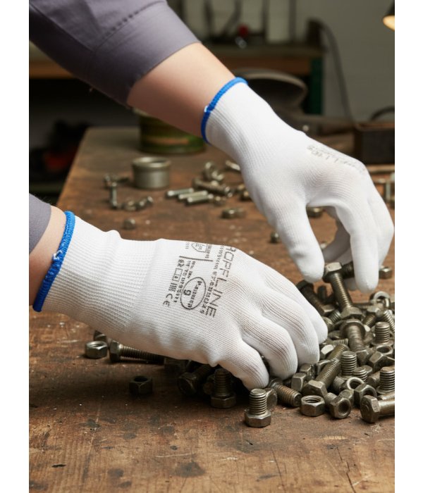 Перчатки ProfLineSpecialist нейлоновые с ПУ-покрытием, белый