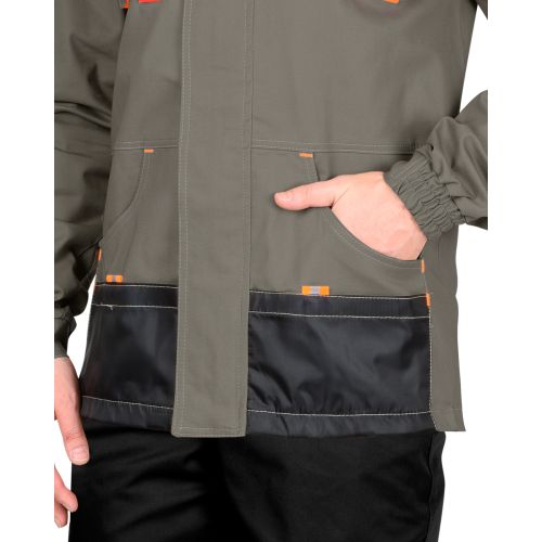 Куртка для работы летняя "Сириус-Манхеттен", цвет оливковый с оранжевым и чёрным