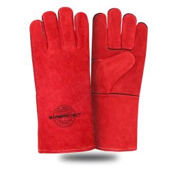Краги спилковые Safeprotect Ямал красные, флисовая подкладка, размер 10,5