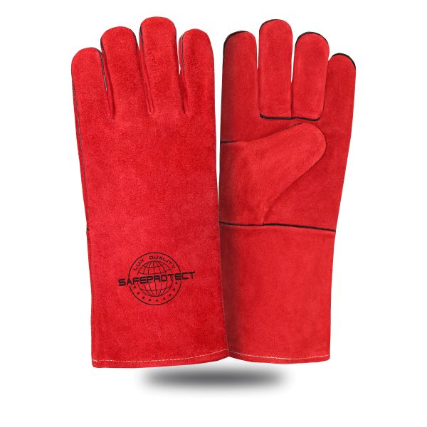 Краги спилковые Safeprotect Ямал красные, флисовая подкладка, размер 10,5