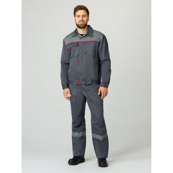 Костюм Фаворит-1 СОП, ткань Смесовая, 210 г/м2, куртка, брюки, цвет тёмно-серый, серый