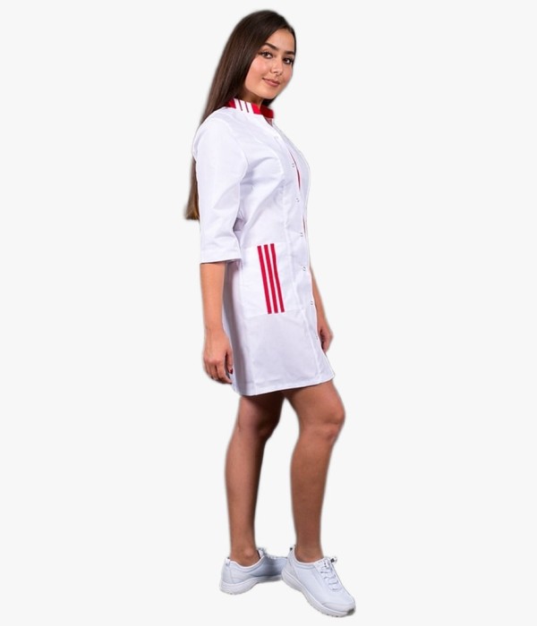 Халат женский Спринт (ткань ТиСи), белый, красный