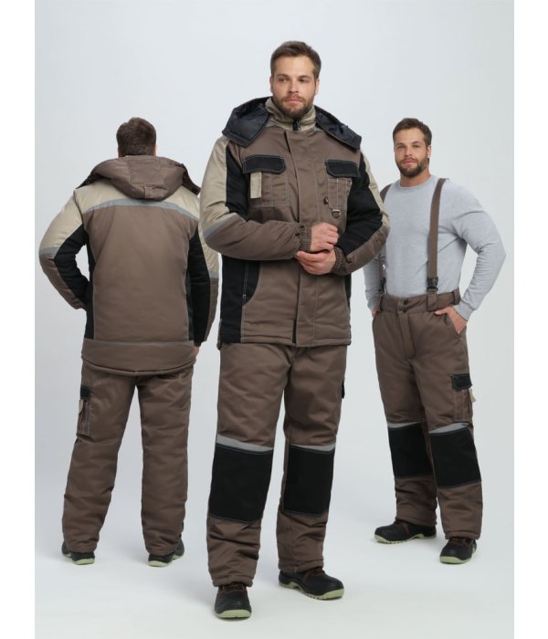 Костюм зимний Вектрон-1 (тк.Смесовая,240) брюки, коричневый/черный/бежевый