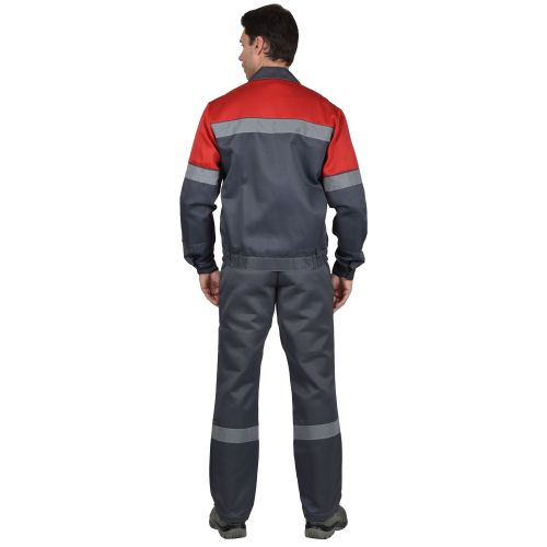 Костюм для работы "Сириус-Легионер", куртка, полукомбинезон, цвет серый с красным, СОП 50 мм