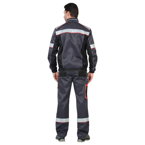 Костюм рабочий мужской "Сириус-Полином", куртка, полукомбинезон, цвет серый со светло-серым, чёрным, красным и СОП 50 мм