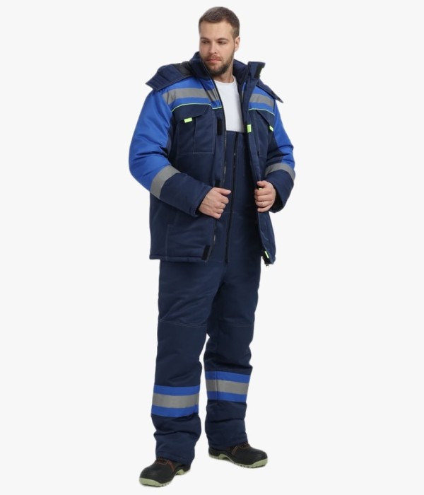 Костюм зимний мужской Бивек-2 СОП (тк.Смесовая,210) пк, тёмно-синий, васильковый, лимонный
