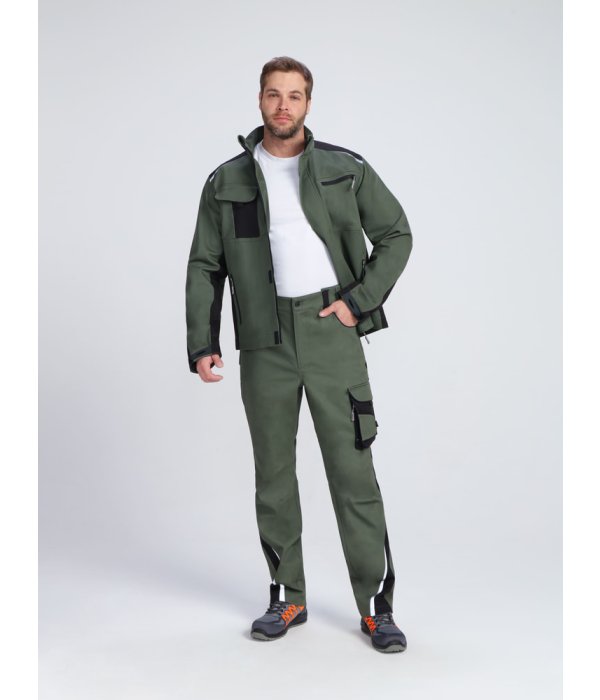Куртка ProfLineLeader (тк.Хлопок/Спандекс,260), хаки/черный