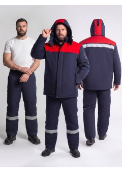 Костюм сварщика зимний 2кл.защиты (тк.Хлопок, 350), синий/красный (Кос053/14МСП)