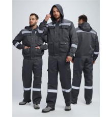 Костюм Титан-2 СОП с капюшоном CH (тк.Смесовая,210) п/к, т.серый/св.серый