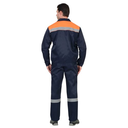 Костюм мужской летний "Сириус-Стройград", куртка, полукомбинезон, синий с оранжевым и СОП 50 мм