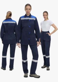 Костюм женский Веснис-1 СОП К (тк.Смесовая,210) брюки, тёмно-синий, васильковый