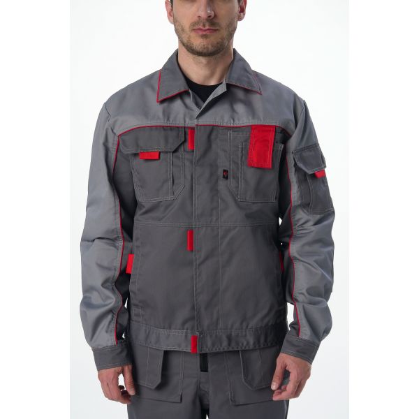 Костюм Союз-Профессионал-1 CH, ткань Смесовая, 240 г/м2, брюки, цвет тёмно-серый, светло-серый, красный