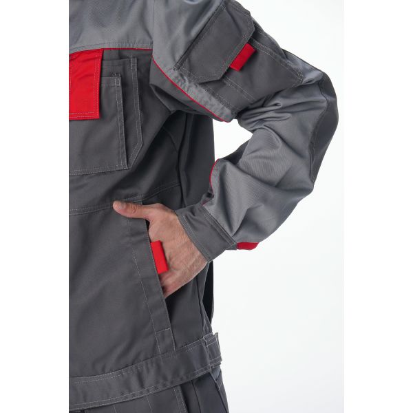 Костюм Союз-Профессионал-1 CH, ткань Смесовая, 240 г/м2, брюки, цвет тёмно-серый, светло-серый, красный