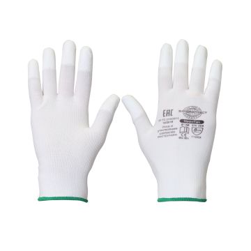 Перчатки Safeprotect НейпТач, нейлон, полиуретан на кончиках пальцев, цвет белый