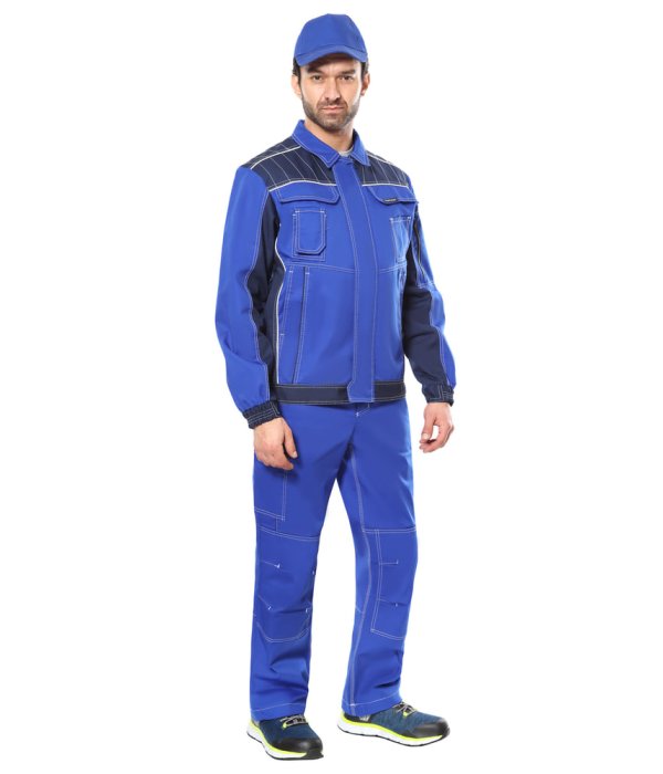 Костюм СИРИУС-ПРЕСТИЖ куртка, брюки, васильковый с синим, 245 г/м2, 65%ПЭ, 35%ХБ