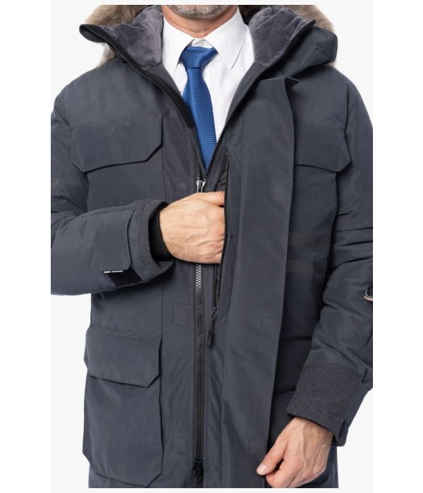 Куртка-парка зимняя мужская пуховая Brodeks KW233, тёмно-серый