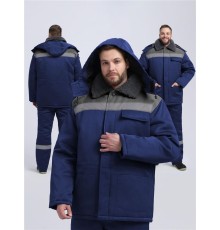 Куртка зимняя Бригада NEW (тк.Смесовая,210), т.синий/серый